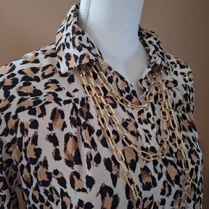 70s Aluminum Chain Goldtone Chunky Necklace Long 90" Textured Links Vintage